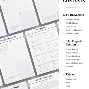 ULTIMATE Productivity, To Do List Work Printable Planner Pack, 21 A4, A5 and Half Size Organizer Pages: Day Planner, Project Planner zdjęcie 9