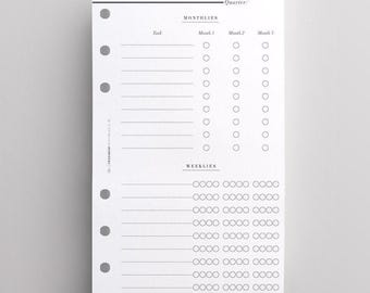 PRINTED Recurring Tasks Personal Size Inserts, Monthly Task Checklist, Weekly Task Checklist, Weekly Habit Tracker, Personal Filofax Refill
