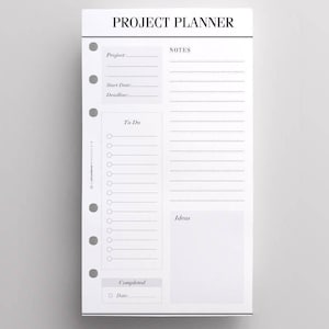 PRINTED Project Planner Pages | Personal Size Planner Inserts | To Do List | Printed Filofax Personal Inserts | Minimal LV MM Agenda Refill