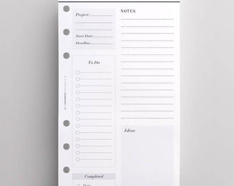 PRINTED Project Planner Pages | Personal Size Planner Inserts | To Do List | Printed Filofax Personal Inserts | Minimal LV MM Agenda Refill