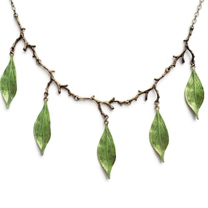 Elven Necklace - Green Leaf Necklace - Sage Nature Jewelry - Green Choker w/ Branches and Leaves - Nature Lover Gift - Elven LARP - Ren Fair