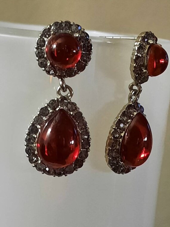 Vintage earrings vintage costume jewelry red earr… - image 4