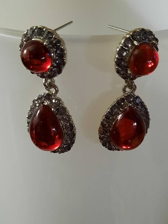 Vintage earrings vintage costume jewelry red earr… - image 6