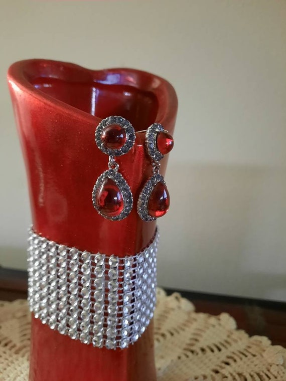 Vintage earrings vintage costume jewelry red earr… - image 1
