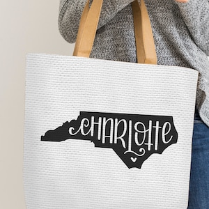 CLT, Mapa del Estado, Carolina del Norte, NC, Charlotte, Letras a mano, Cricut, Silueta, SVG, Oh Carolina, Archivo de Corte Digital, Imprimible, Descargar