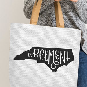 Belmont, Mapa del Estado, Carolina del Norte, Carolina del Norte, Charlotte, Carta a mano, Cricut, Silueta, SVG, PNG, Archivo de corte digital, Imprimible, Descargar