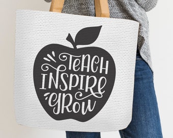 Teach, Inspire, Grow, Hand Lettered Apple, Cricut, Silhouette, SVG, Digital Cut File, Teacher Gift, Classroom Gift, Classroom Decor