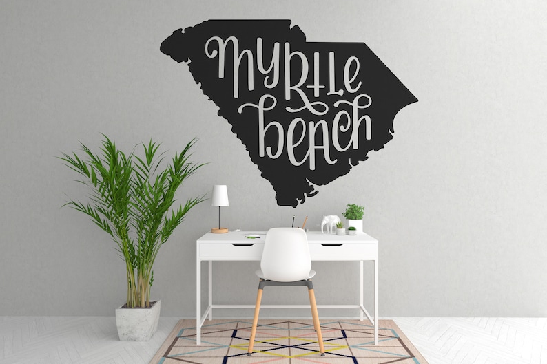South Carolina, State Map, Myrtle Beach, SC, Oh Carolina, Hand Lettered, Cricut, Silhouette, SVG, PNG, Digital Cut File, Printable, Download image 1