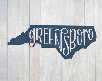 Greensboro, Southern, State Map, North Carolina, Oh Carolina, NC, Hand Lettered, Cricut, Silhouette, SVG, Digital Cut File, Printable