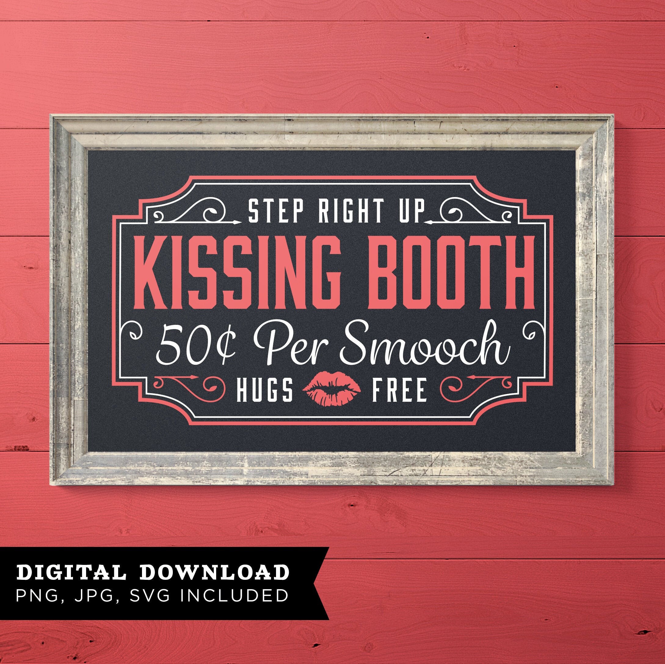 Kissing Booth Step Right Up Free Hugs Smooch Valentines - Etsy