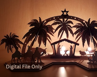 Christmas Nativity Scene - DXF/SVG Digital File, Christmas display, Laser Cutting Files, nativity scene svg, dxf, pdf, Holiday Home decor