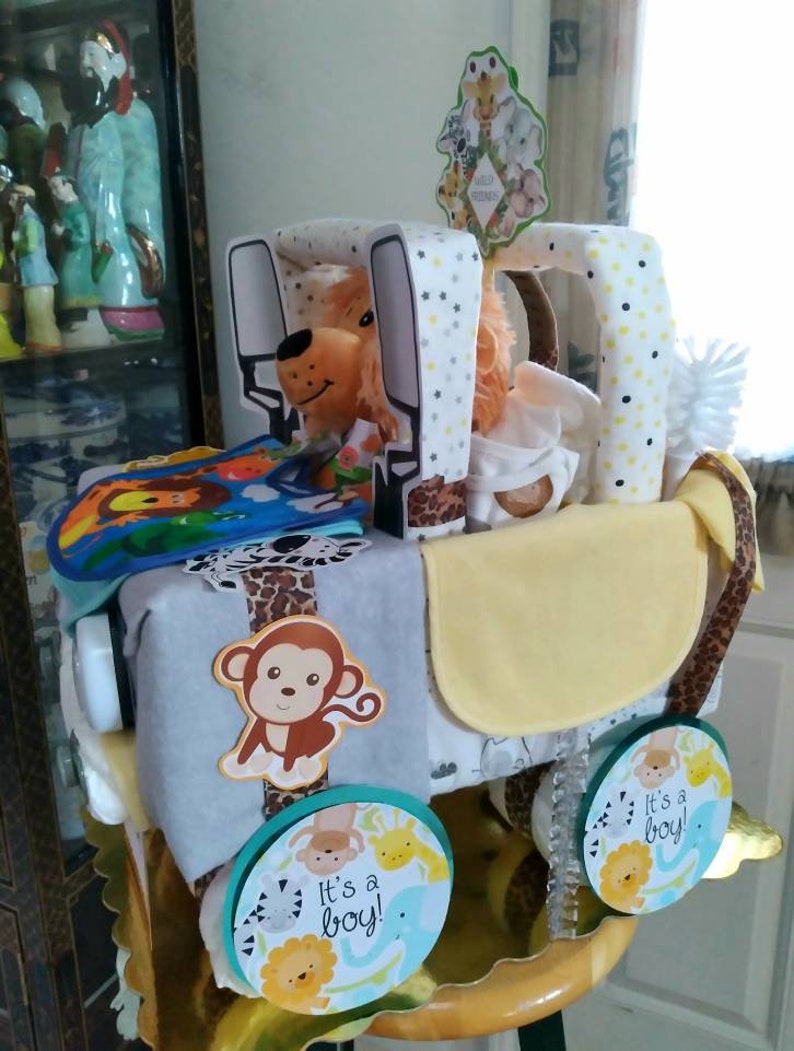 Safari/jungle Jeep Diaper Cake Diaper Cake Custom Diaper Etsy