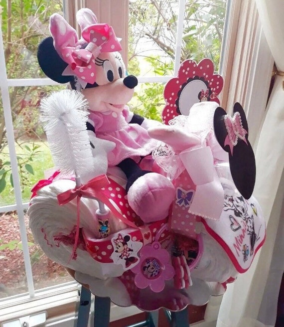 Süße Windeltorte für Mädchen mit Minnie Mouse Design - Jetzt bestellen