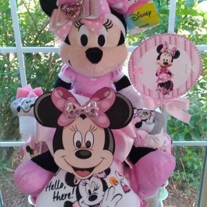 Minnie Mouse Theme Pink Tricycle Diaper Cake |Custom Diaper Cake | Diaper Bike| Diaper Trike | Baby Gift | Girls Diaper Cake | Minnie  Mouse