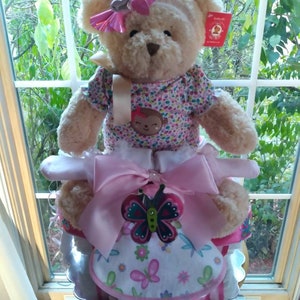 Motorcycle Diaper Cake| Custom Diaper Cake | Diaper Bike | Diaper Motorcycle | New Born Gift | Girls Diaper Cake| Teddy Bear Baby Shower