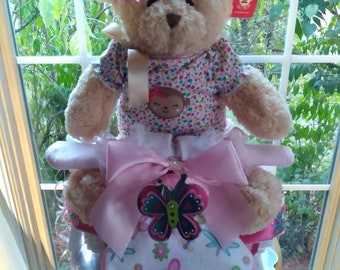 Motorcycle Diaper Cake| Custom Diaper Cake | Diaper Bike | Diaper Motorcycle | New Born Gift | Girls Diaper Cake| Teddy Bear Baby Shower