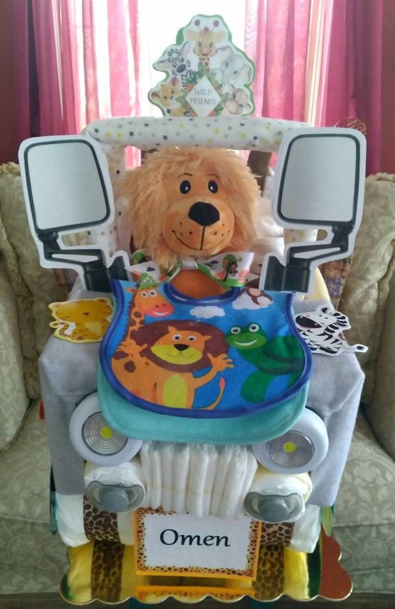 Safari/jungle Jeep Diaper Cake Diaper Cake Custom Diaper Etsy