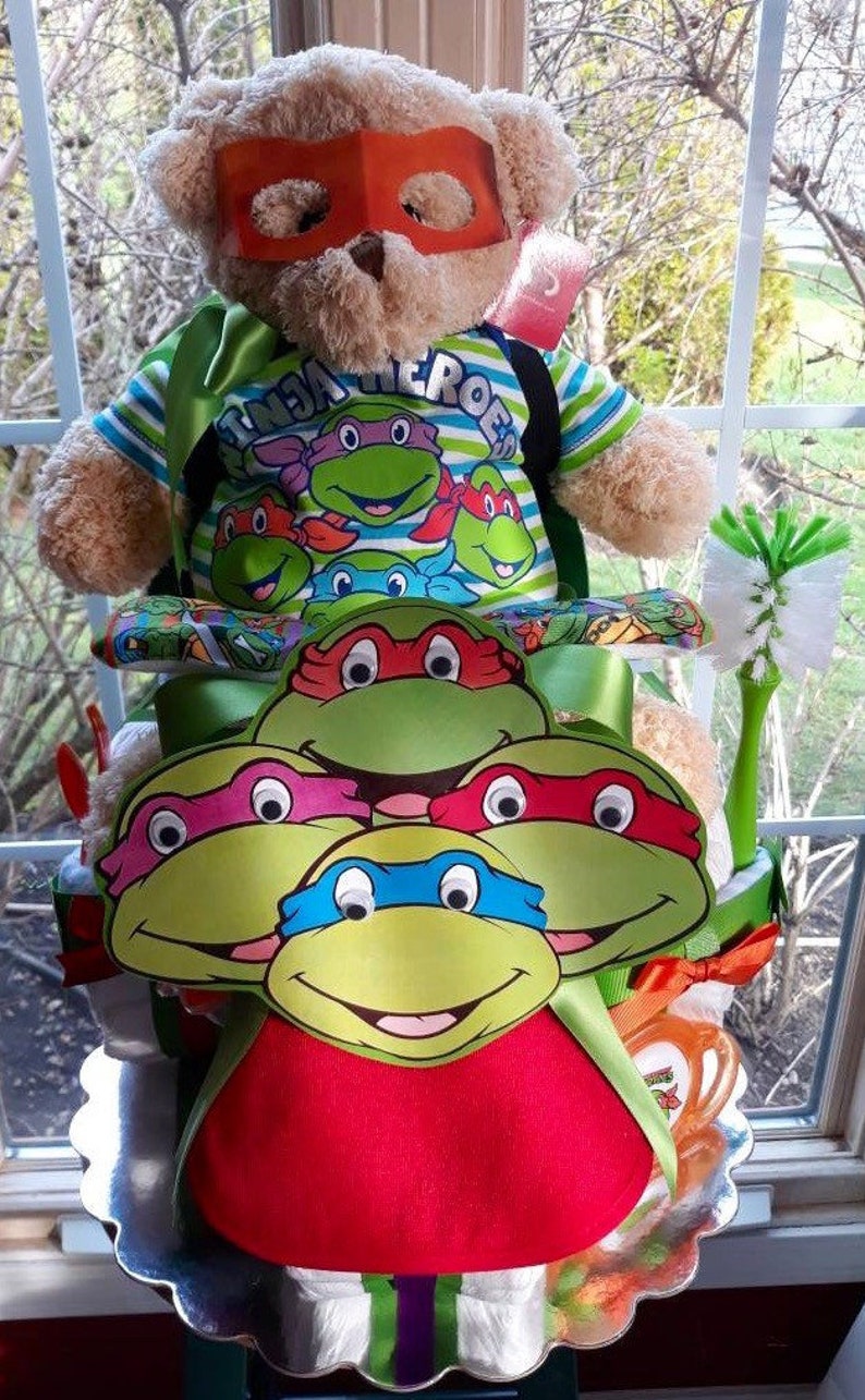 Ninja Turtle Theme Tricycle Diaper Cake Diaper Cake Diaper Cake Baby Teddy Bear Boy Teddy Bear Make A Diaper Cake image 6