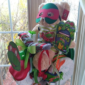 Ninja Turtle Theme Tricycle Diaper Cake Diaper Cake Diaper Cake Baby Teddy Bear Boy Teddy Bear Make A Diaper Cake image 8