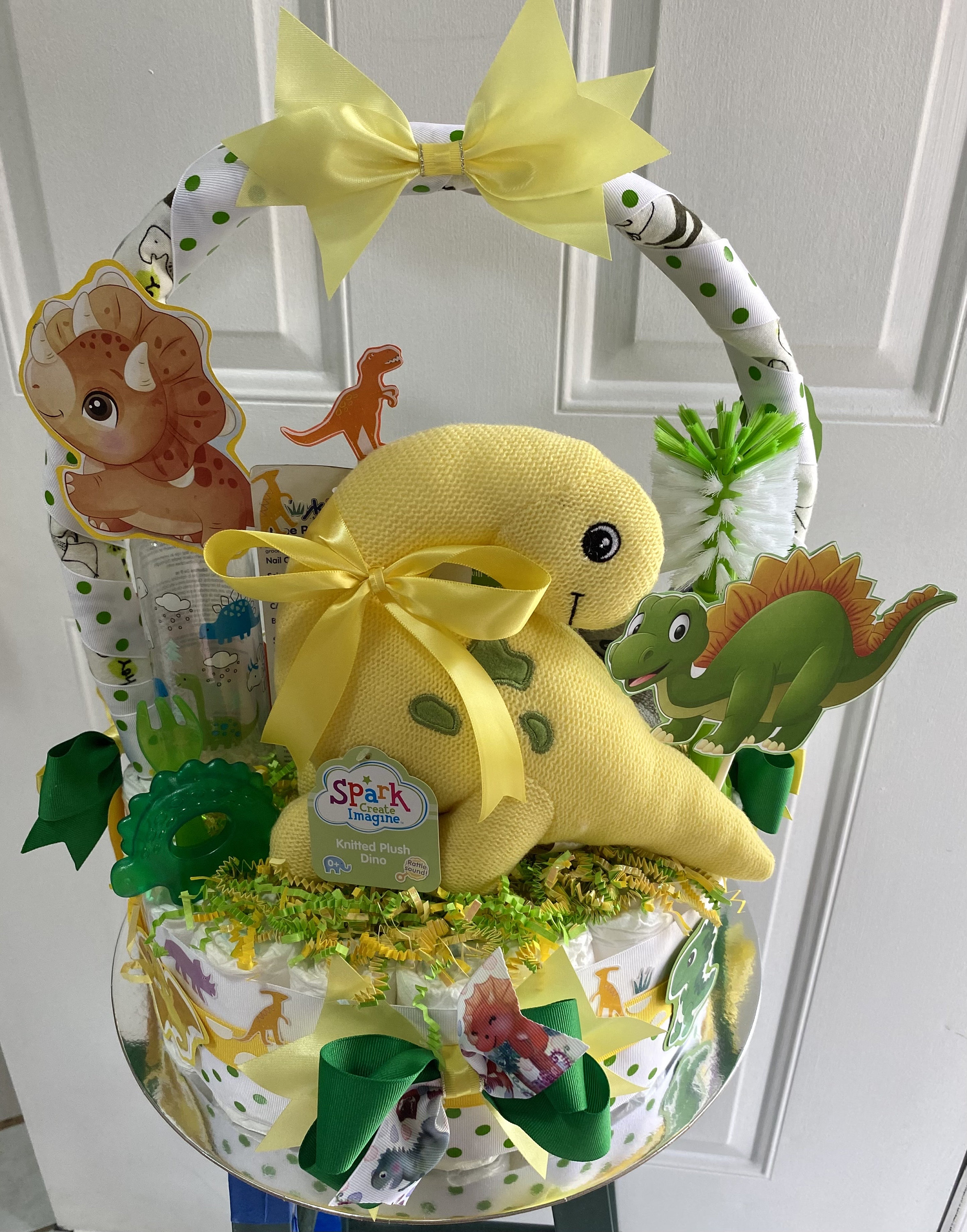 Baby Dinosaur One Tier Diaper Cake Diaper Cake Baby Shower Decor Diaper
