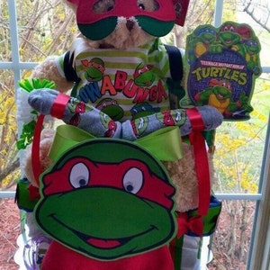 Ninja Turtle Theme Tricycle Diaper Cake Diaper Cake Diaper Cake Baby Teddy Bear Boy Teddy Bear Make A Diaper Cake image 7