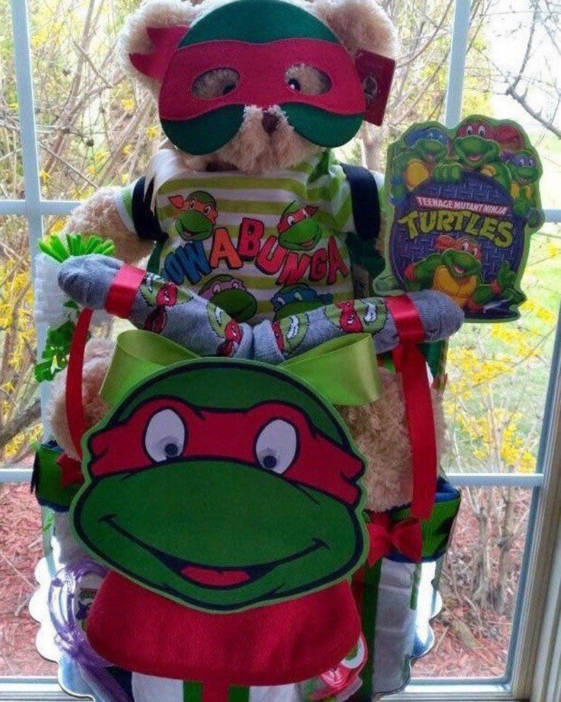 Ninja Turtle Theme Tricycle Diaper Cake Diaper Cake Diaper Cake Baby Teddy Bear Boy Teddy Bear Make A Diaper Cake image 7