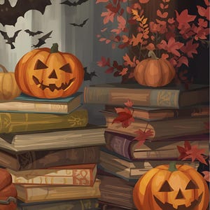 Fall Halloween Kindle Insert | Digital Download | Spooky Autumn Scene | Halloween E-Reader Decor