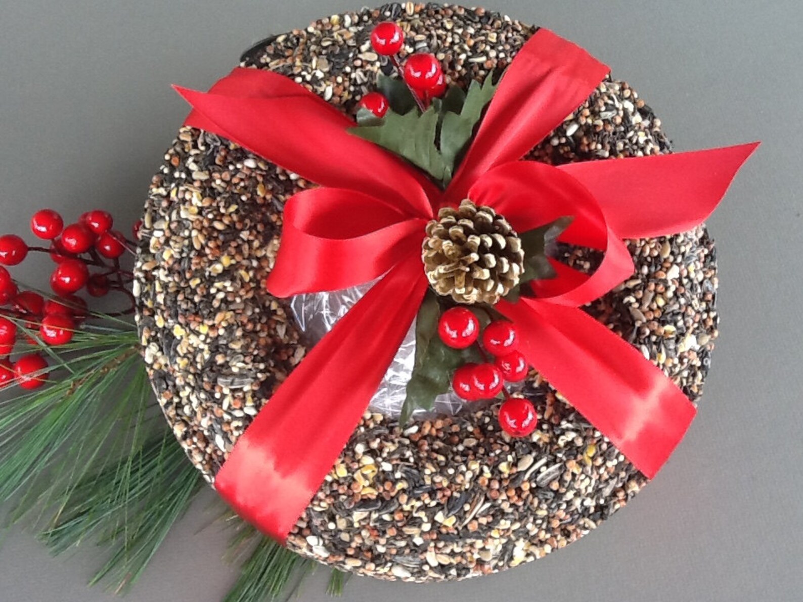 Bird Seed Wreath Holiday Wrapped Christmas Bird Feeder Hanging Etsy