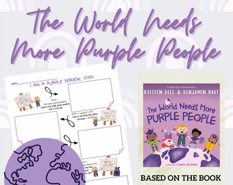 The World Needs More Purple People Worksheet // Elementary School // Printable // Digital Download // Kristin Bell // Book Work // Worksheet