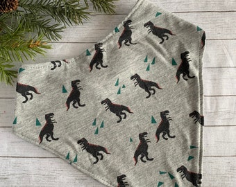 Bandana Bib Waterproof Special Needs Scarf Big Boy Teen Adult Dinosaur Grey Geo Dino Dignity Drool Dribble Bib Gift