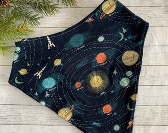 Teen Bandana Bib Waterproof Special Needs Big Kid Bib Adult Dignity Scarf Space Planets Outer Space Universe Stars Constellation Drool Bibs