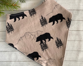 Big Kid Bandana Bib wasserdicht Teen spezielle Bedürfnisse sabbern Lätzchen Erwachsene Dribbelschal Schwarzbär Berge Kiefer Waldtiere Camping Lätzchen