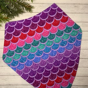 Big Girl Waterproof Bandana Bib Teen Special Needs Bib Adult Drool Dignity Bib Bright Large Mermaid Scales Sparkle CP Gift