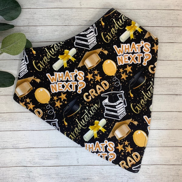 GRADUATION Bandana Bib Waterproof Special Needs Teen Big Kid Sibling Drool Bib Adult Dribble Scarf Celebration Grads 2024 Toddler Baby Sizes