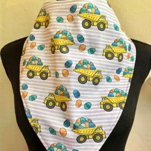 Bandana Bib Waterproof Big Kid Adult Dignity Drool Scarf Teen Special Needs Bib Easter Eggs Big Yellow Truck Happy Easter Gift