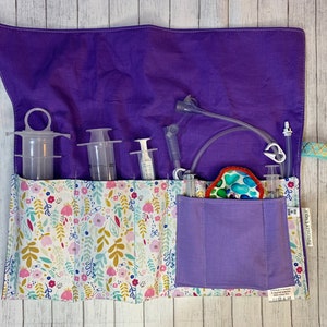 1 piccolo organizer per tubi di alimentazione JTube, organizer per accessori per siringhe, organizer per tubi di alimentazione enterale GTube, roll up, pennello per il trucco, org. floreale, fiori