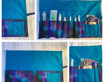 Organizador de sonda de alimentación impermeable Organizador de accesorios de jeringa GTube Organizador de rollos de suministros de maquillaje para alimentación enteral SN Elija su tela