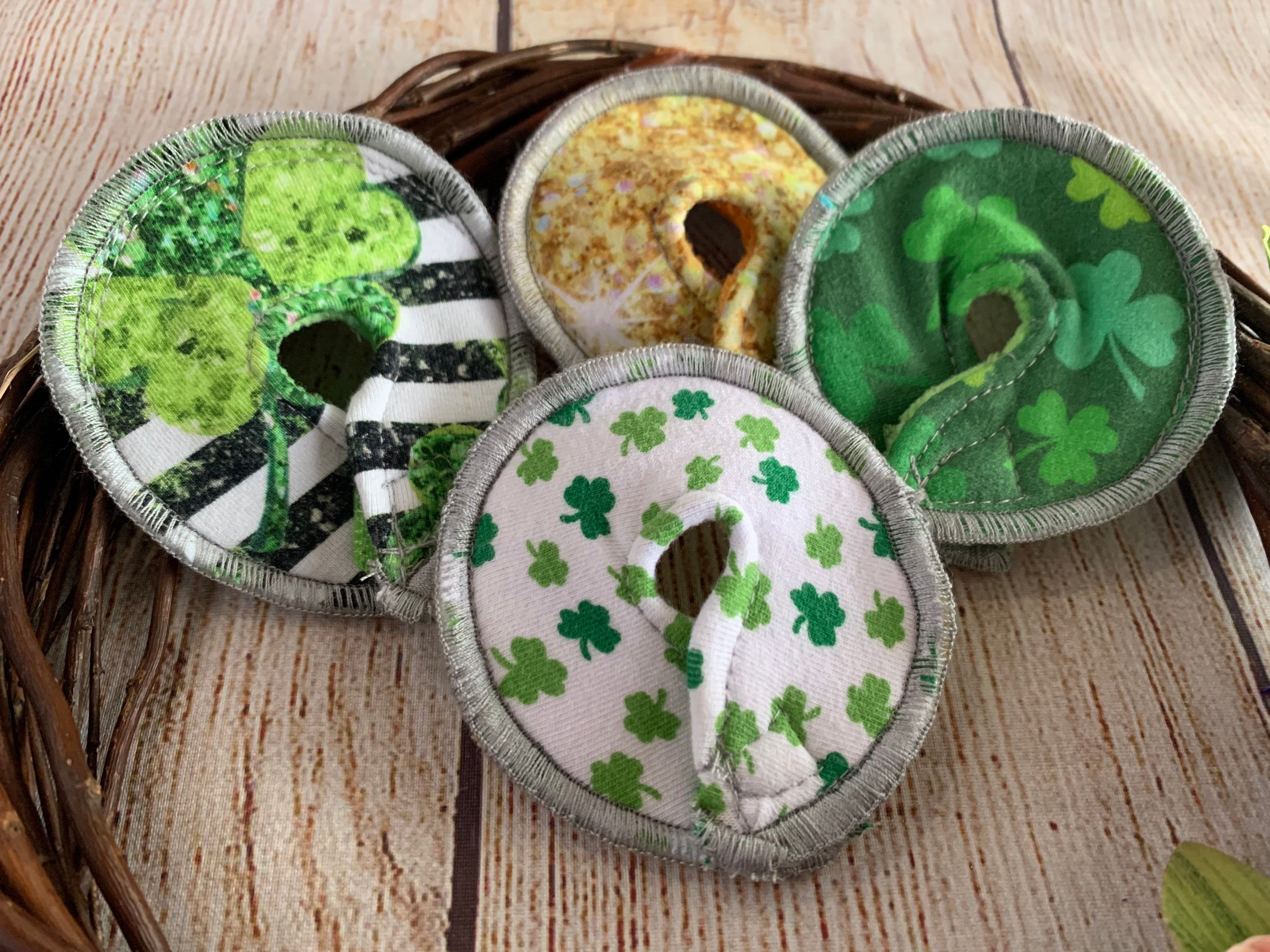 G Tube Belly Button Cover Set of 4 Spring Lucky Irish Green Gold Easter g-tube mic-key protective pad feeding tubie cover special needs gift