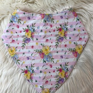 Bandana Bib Waterproof Big Kid Adult Dignity Drool Scarf Teen Special Needs Bib Pink Spring Flowers Pastel Colors Happy Spring Summer Gift