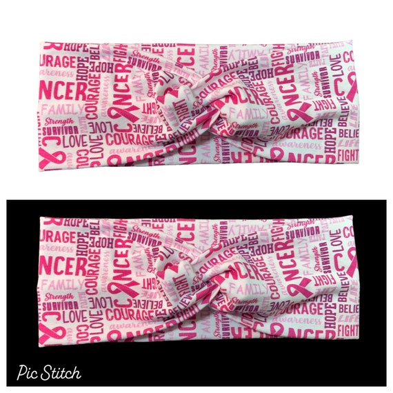 Fascia per capelli con fiocco rosa intrecciato per la consapevolezza del cancro, incoraggiamento a combattere il cancro, fascia per capelli larga rosa stile turbante - Italia