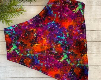 Stargaze Bandana Bib Waterproof Special Needs Older Kid Teen Adult Dignity Scarf Drool Dribble Bib Fiery Nebula Space Universe