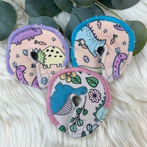 Set of Gtube Button Covers Spring Dinosaurs G-Tube Protective Pad Kid Teen Adult Feeding Tubie Easter Pastel Dino Flowers Internal feeding