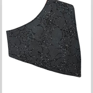 Halloween Spider Web Black Glitter( Faux)  Fall Bandana Bib Waterproof Big Kid Teen Adult Dignity Drool Scarves CP Special Needs Gift