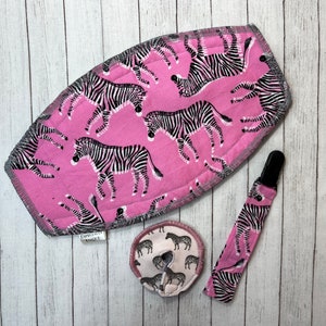1 GTube-Ernährungssonden-Port-Abdeckung, wasserdichtes Futterpumpenzubehör, Verlängerungsstecker-Abdeckungen, Pink Zebra G-Röhren-Set