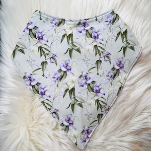 Orchids Lavender on Sage Special Waterproof Bandana Bib Teen Special Needs Big Girl Bib Adult Dignity Drool Scarf Spring Minimalist Flowers