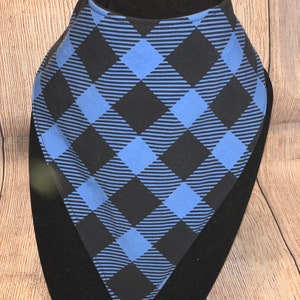 Bandana Bib Waterproof Blue Black Plaid Big Kid Teen Dignity drool Adult Dribble scarves Easter Gift for him Special needs bib