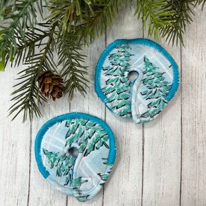 Set of 2 Winter Tree GTube Button Covers g-tube protective Teen Adult JG Feeding Pad Suprapubic Catheter Pad Blue Plaid Christmas Tree