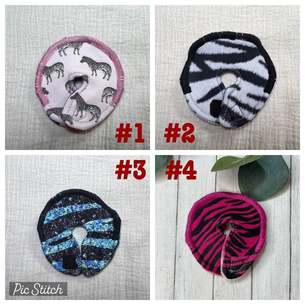 Zebra GTube Button Cover mic-key Jtube Protective Pad Tubie Hot Pink Zebra Cover Button tubie blue glitter zebra white black internal feed