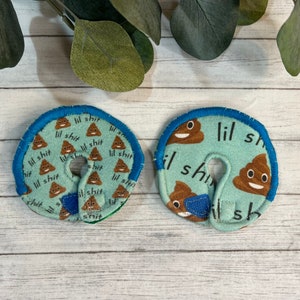 Mature Adult GTube Button Cover Pads J-tube Mic-Key Pad Feeding PEG Tubie Special Needs Mature Adult Humor Lil Sh*t Emoji Poop Set of 2 pads