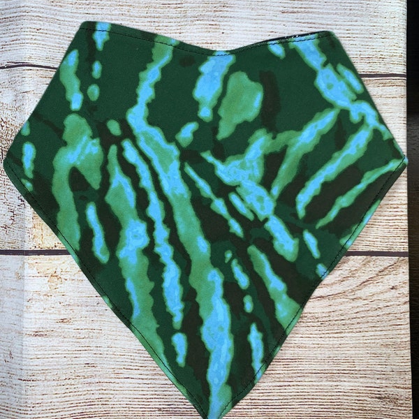 Waterproof Bandana Bib Big Kid Teen Adult Drool Dignity Scarf Summer Tropical Tie Dye Blue Green Ocean Reversible Bib Special Needs CP Gift